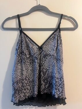 No Boundaries Black and White Printed Lace-Trim Cami